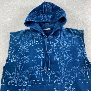 NWT Industry of All Nations Sleeveless Hoodie Mens Medium Blue Indigo Dyed